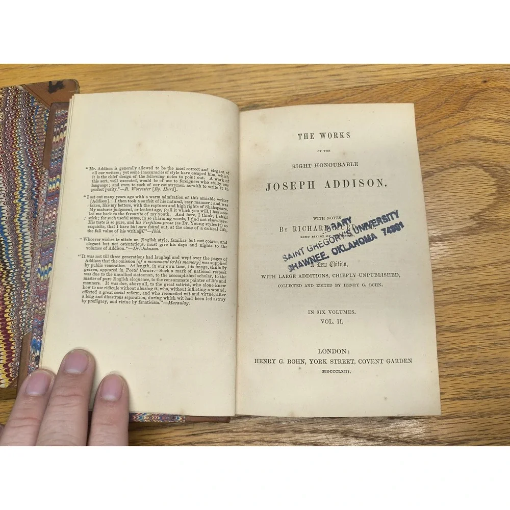 1862 The Works of The Right Honourable Joseph Addison Complete‎ Set Of 6
